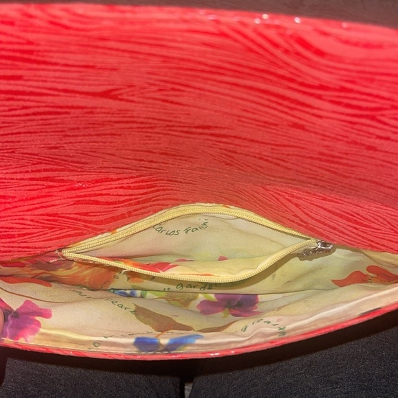 CARLOS FALCHI FATTO A MANO WMN RED PINK ZEBRA SUEDE DESIGNER SHOULDER BAG CHAIN - Picture 5 of 9